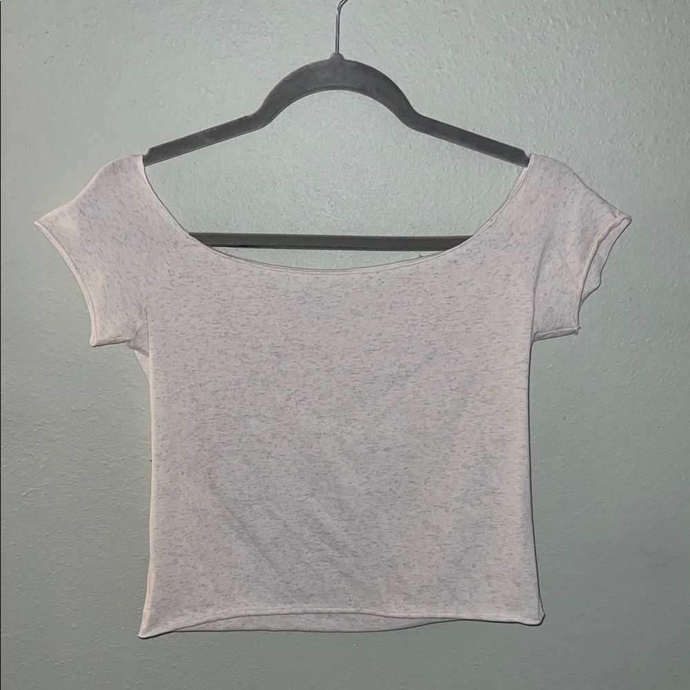 Brandy Melville Light Gray Scoop Neck Crop Top